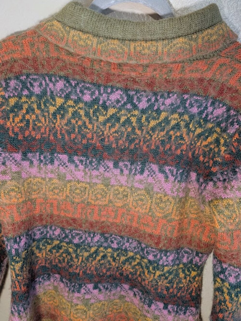 Vintage Fair Isle Cardigan Sweater Multicolor Knit Shawl Collar Boho Cottagecore - Picture 7 of 9